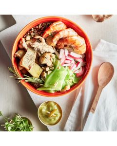 Oppskrift: Quinoa bowl med reker og wasabi-dipp